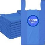 ASSUREPAK Easy Open - 1000 Bags- Colored Unprinted HDPE T-Shirt Bags - 1/6 BBL 11.5"X6"X21" - 13 microns - Blue - LOOP-BLUE-EO