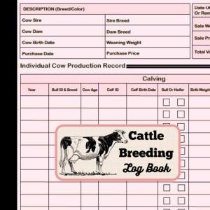 Cattle Breeding and Record Keeping Log Book: 8.5 X 11 Cattle Management Accounting Notebook, Framing ledger, livestock log 120 Pages
